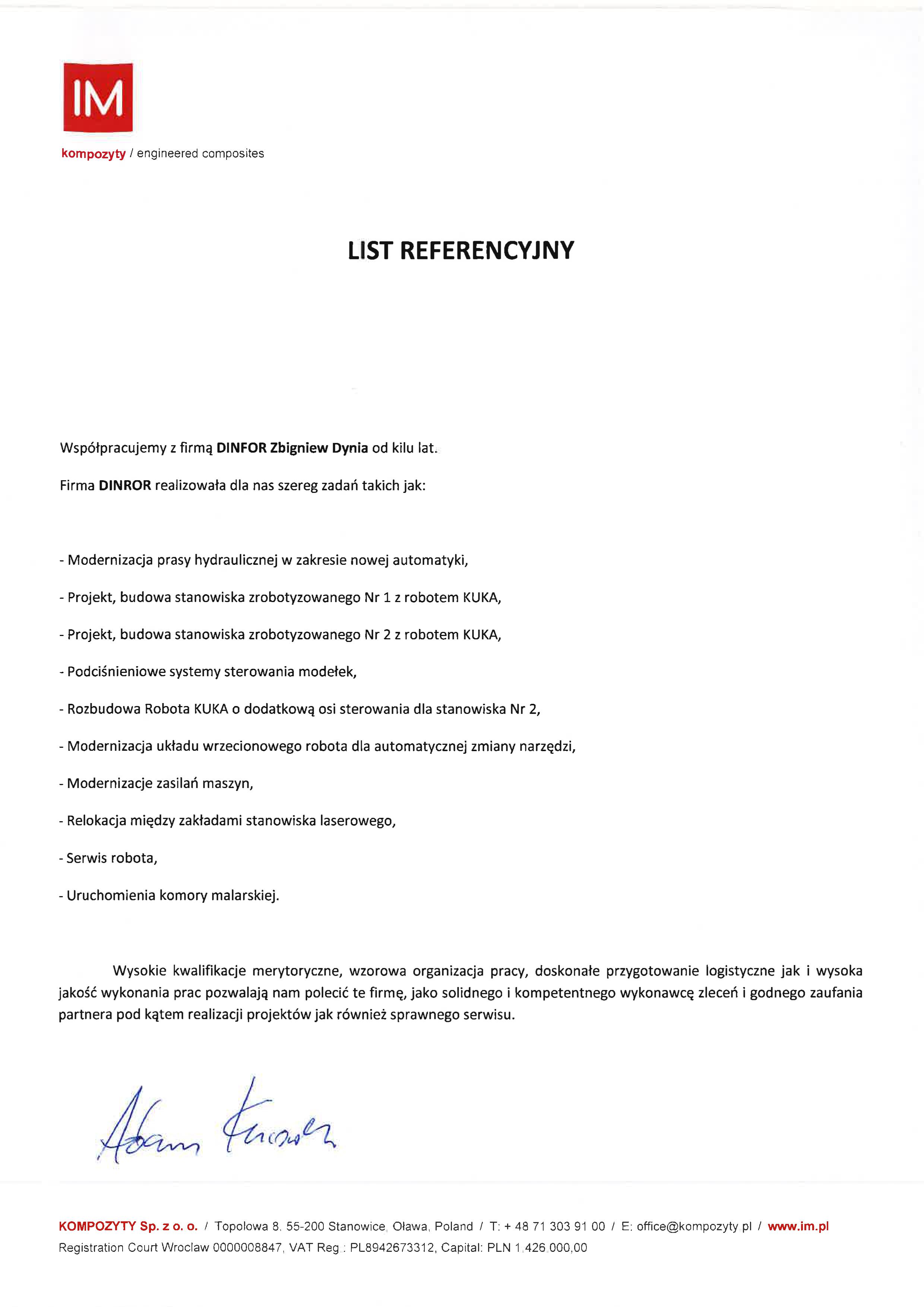 List referncyjny KOMPOZYTY